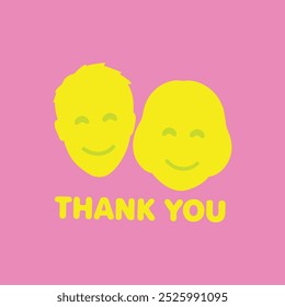 Uma arte vetorial alegre com um casal sorridente junto com as palavras "Thank You" (Obrigado), ideal para expressar gratidão em produtos e designs digitais.