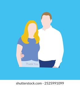 Uma arte vetorial alegre com um casal sorridente junto com as palavras "Thank You" (Obrigado), ideal para expressar gratidão em produtos e designs digitais.