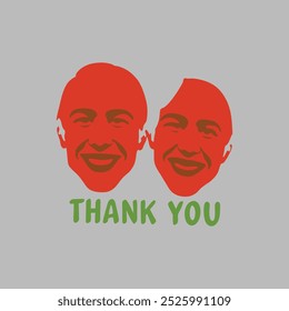 Uma arte vetorial alegre com um casal sorridente junto com as palavras "Thank You" (Obrigado), ideal para expressar gratidão em produtos e designs digitais.