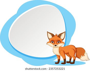 A cheerful vector cartoon illustration of a red fox with bright colors