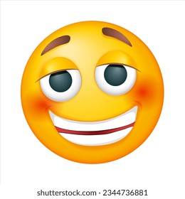 Emoji vectorial alegre sobre fondo blanco. Emoji sonriente vectorial. Cara amarilla sonriente. Feliz. Emotóxico cutáneo