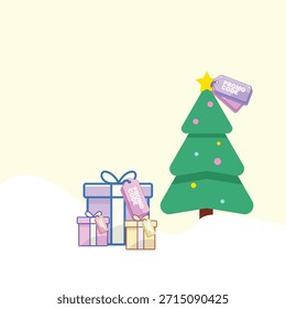 A cheerful vector graphic themed around Christmas gifts, perfect for holiday marketing, greetings, and seasonal promotions.