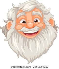A cheerful vector illustration of an elderly man with a beard and mustache