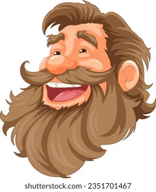 A cheerful vector illustration of an elderly man with a beard and mustache