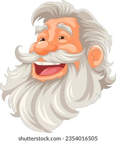 A cheerful vector illustration of an elderly man with a beard and mustache