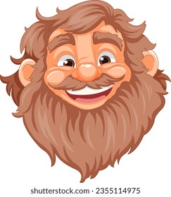 A cheerful vector illustration of an elderly man with a beard and mustache