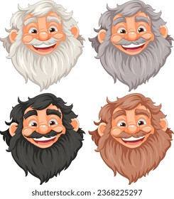 A cheerful vector illustration of an elderly man with a beard and mustache