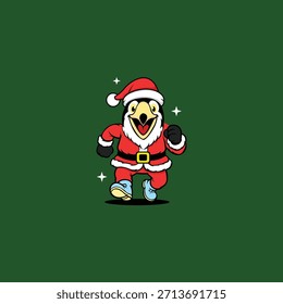A cheerful vector illustration of a toucan dressed as Santa Claus
