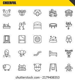 conjunto alegre de iconos de línea vectorial. payaso, oveja y conos. Diseño delgado de línea. Elementos gráficos de contorno modernos, símbolos de trazo simple ilustración de fondo
