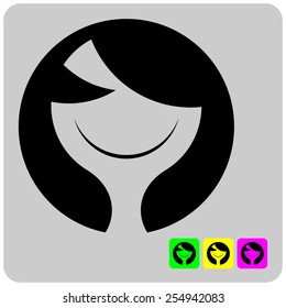 cheerful vector stylized alien woman face