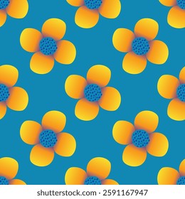 A cheerful and vibrant floral pattern featuring colorful flowers and leaves, perfect for adding a touch of springtime joy to your designs. This playful and energetic pattern is ideal for fabric