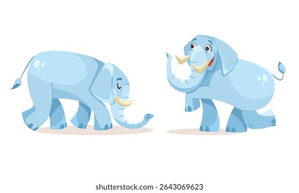A cheerful and vibrant illustration of playful blue elephants designed specifically for kids