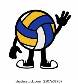 A cheerful "Volley Ball Mascot Character 1" in cartoon vector style, ideal for sports branding, team logos, and promotions, adding energy and fun to any design.