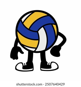 A cheerful "Volley Ball Mascot Character 2" in cartoon vector style, ideal for sports branding, team logos, and promotions, adding energy and fun to any design.