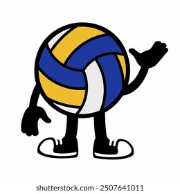 A cheerful "Volley Ball Mascot Character 6" in cartoon vector style, ideal for sports branding, team logos, and promotions, adding energy and fun to any design.