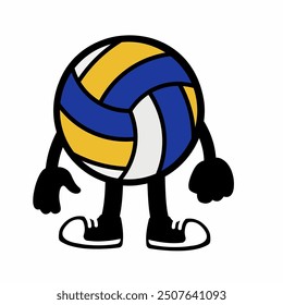 A cheerful "Volley Ball Mascot Character 7" in cartoon vector style, ideal for sports branding, team logos, and promotions, adding energy and fun to any design.