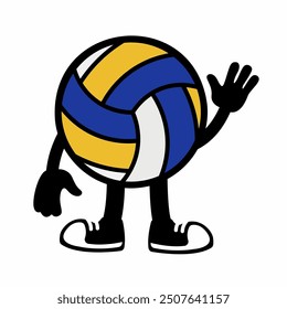 A cheerful "Volley Ball Mascot Character 8" in cartoon vector style, ideal for sports branding, team logos, and promotions, adding energy and fun to any design.