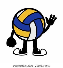 A cheerful "Volley Ball Mascot Character 9" in cartoon vector style, ideal for sports branding, team logos, and promotions, adding energy and fun to any design.