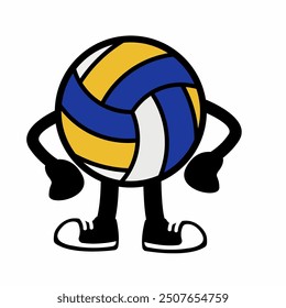 A cheerful "Volley Ball Mascot Character 10" in cartoon vector style, ideal for sports branding, team logos, and promotions, adding energy and fun to any design.