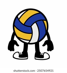 A cheerful "Volley Ball Mascot Character 11" in cartoon vector style, ideal for sports branding, team logos, and promotions, adding energy and fun to any design.