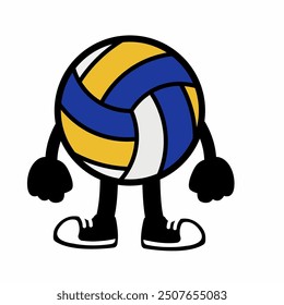 A cheerful "Volley Ball Mascot Character 13" in cartoon vector style, ideal for sports branding, team logos, and promotions, adding energy and fun to any design.