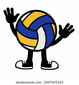 A cheerful "Volley Ball Mascot Character 14" in cartoon vector style, ideal for sports branding, team logos, and promotions, adding energy and fun to any design.