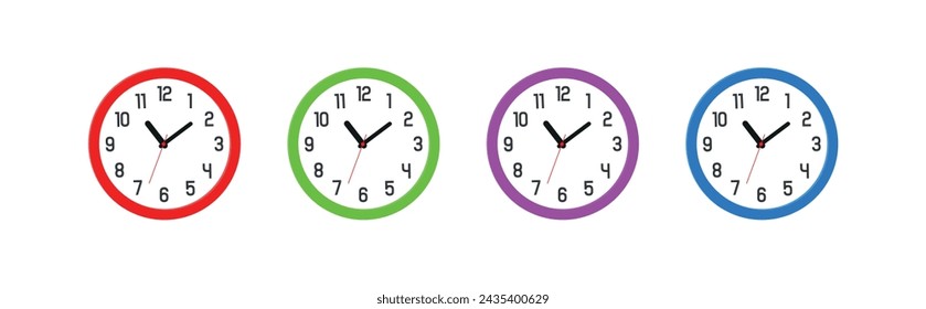 Cheerful wall clock with colorful numbers.