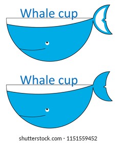 cheerful whale on a children's cup whale-mug minimalist logo