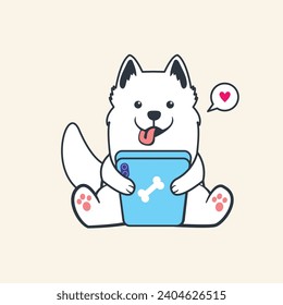 Cheerful white dog enthusiastically plays with a smartphone, radiating joy while exploring digital features with agility