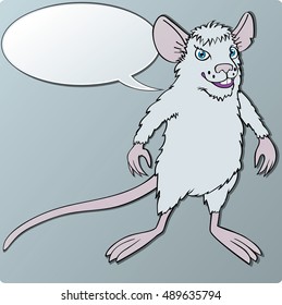 cheerful white mouse character mascot
