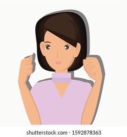 Cheerful woman concept. Creative idea design. Flat vector illustration for template, brochure,web site or presentation. 