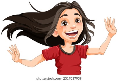 Cheerful Woman with Hair Spread illustration