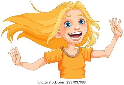 Cheerful Woman with Hair Spread illustration