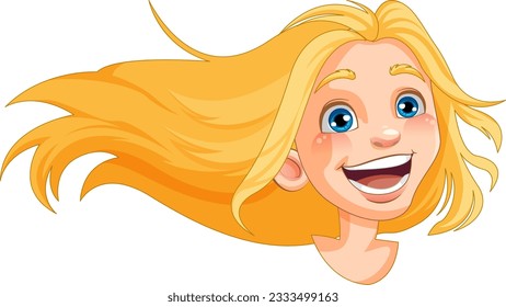 Cheerful Woman with Hair Spread illustration