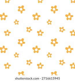Cheerful Yellow Daisy Pattern with Abstract Details, Perfect for a Vibrant and Playful Design or Background,
