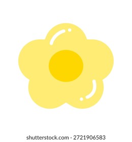 Icono de flor amarilla alegre. Flor sencilla y estilizada con pétalos redondeados y un centro brillante. Diseño limpio y minimalista. Ideal para primavera, verano, naturaleza o temas positivos.