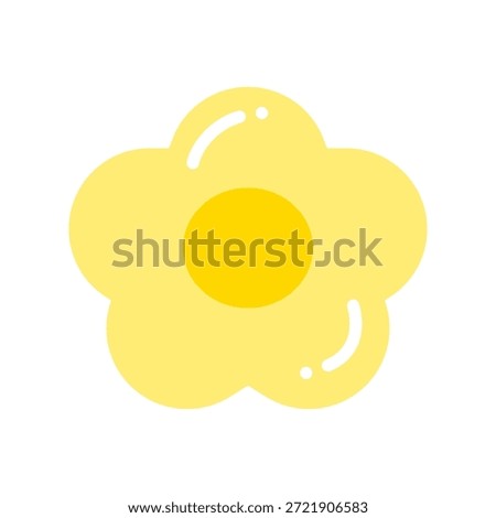 Cheerful yellow flower icon. Simple, stylized blossom with rounded petals and a bright center. Clean, minimalist design. Ideal for spring, summer, nature, or positive themes.