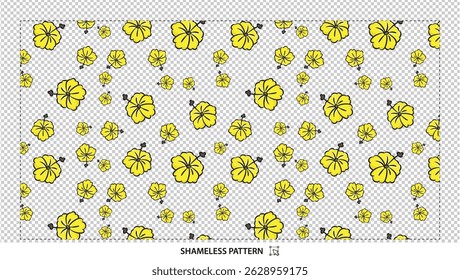 Cheerful Yellow Hibiscus Flower Seamless Pattern for Tropical and Summer Designs