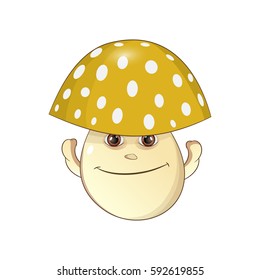 cheerful yellow mushroom - fungus Vector Illustration