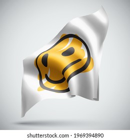 cheerful yellow smile vector 3d flag isolated on white background