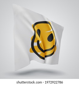 cheerful yellow smile vector 3d flag isolated on white background
