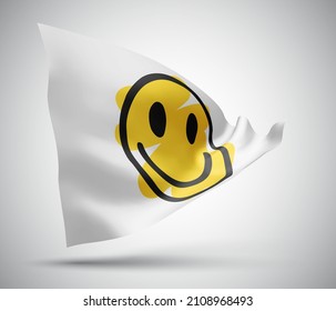 cheerful yellow smile vector 3d flag isolated on white background