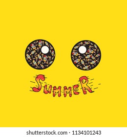 A cheerful yellow smiley. Summer vector illustration
