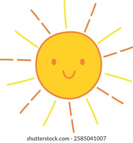 Cheerful Yellow Sun with Smiling Face