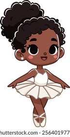 Cheerful young black ballerina girl in a Tutu