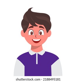 Cheerful Young Boy Character On White Background.