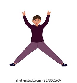 Cheerful Young Boy Standing With Rocking Pose On White Background.