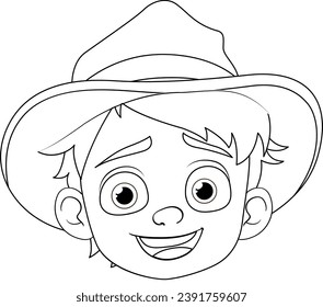 Cheerful young cowboy wearing a hat in a vector cartoon style