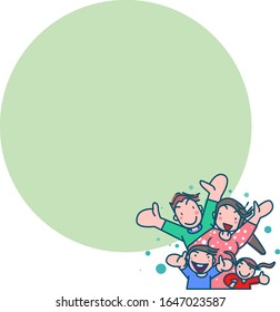 Cheerful young family of four