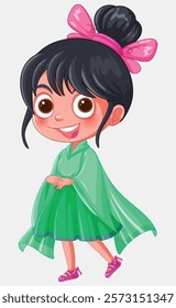 Cheerful young girl with butterfly hair accessory